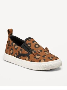 Old Navy Kids Slip-On Leopard Print Sneakers - Brown & Black